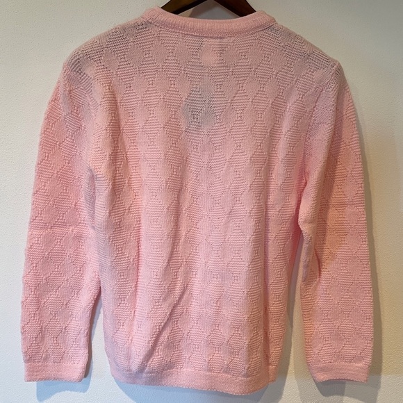 Vintage Pink Diamond Textured Button Up Cardigan Size S Spring Coquette Ballet - Picture 9 of 9